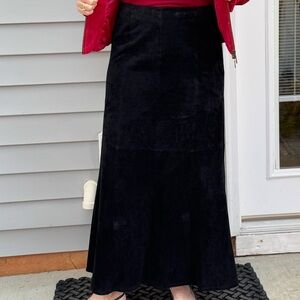 Ami Black Suede Maxi Skirt NWOT